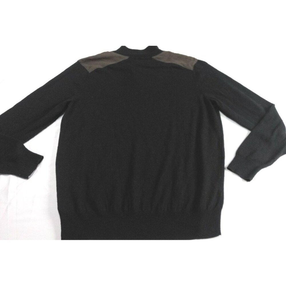 Harrison Davis Sweater Mens Medium Black Top With Faux Suede Trim poly wool - Picture 14 of 14